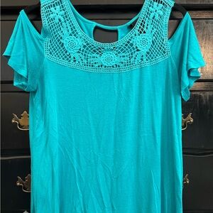 Elegant Teal Lace Women's Top
